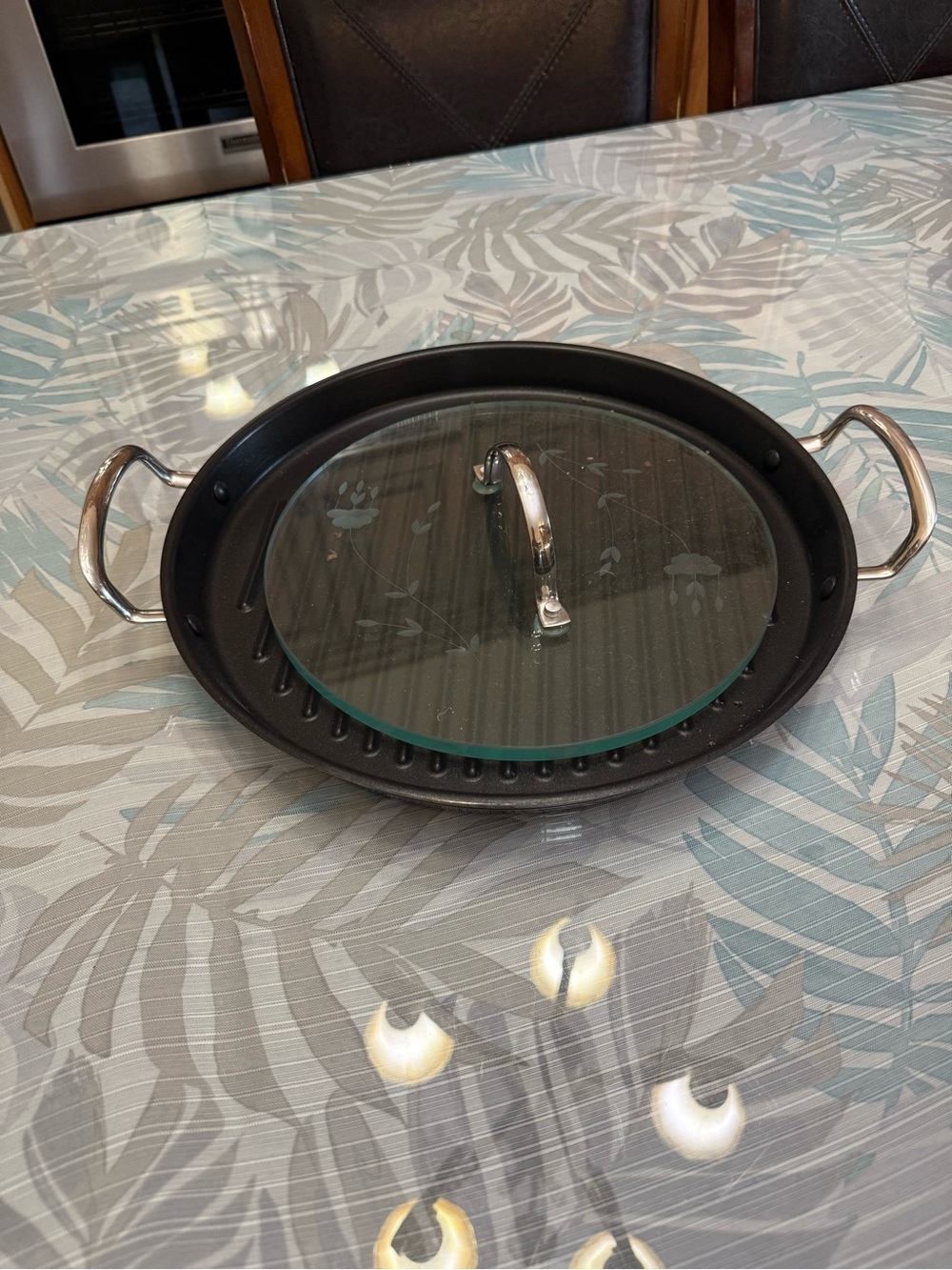 Princess House Black Nonstick Grill Pan with Glass Lid - Home Kitchen